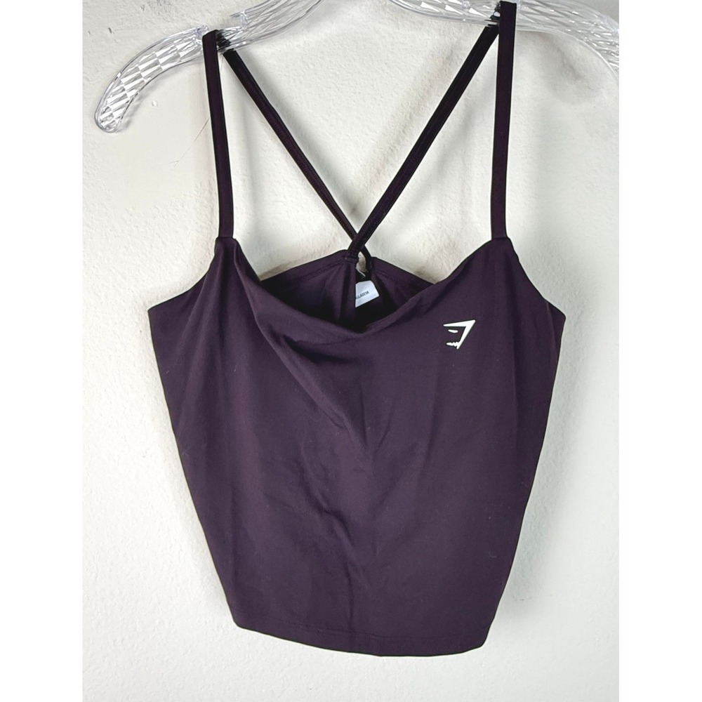 Gymshark Tank Top Women Large Training Cami Crossback Plum Purple Activewear